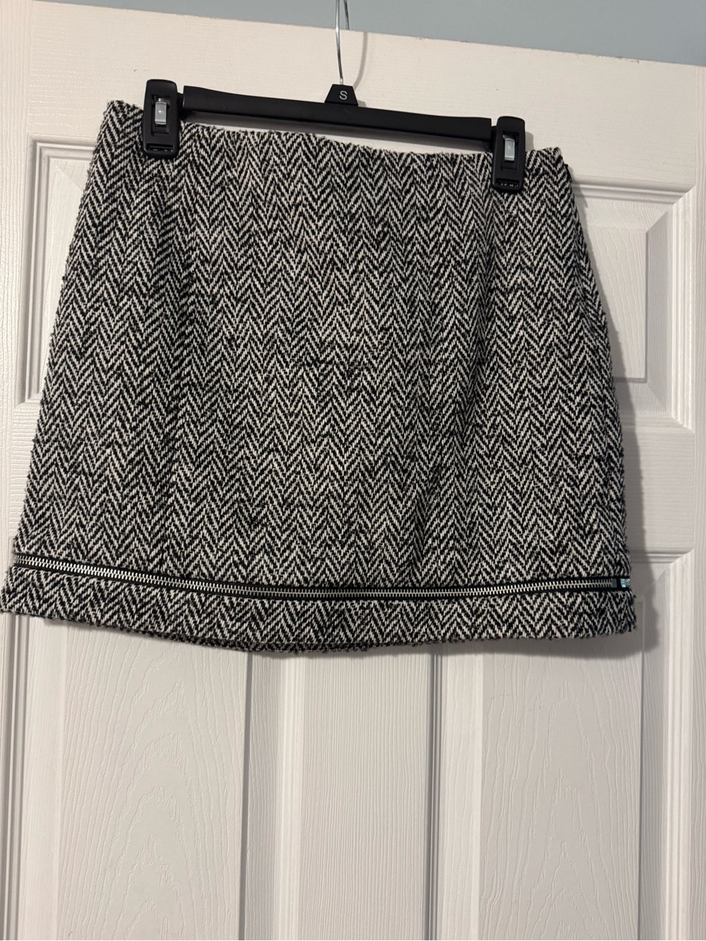 Rebecca Minkoff Black and White  Herringbone Mini Skirt